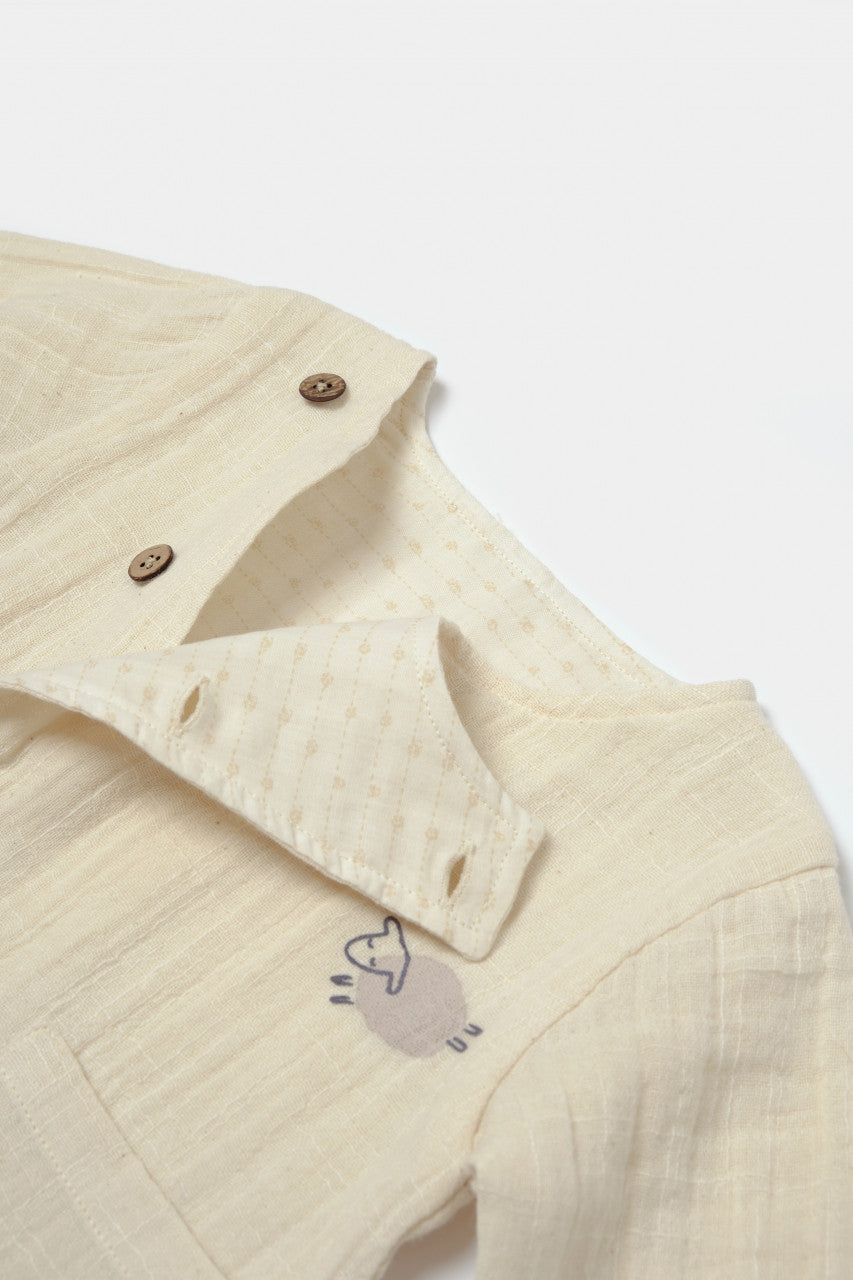 Set bluza cu nasturi si pantaloni , Winter muselin- , BabyCosy